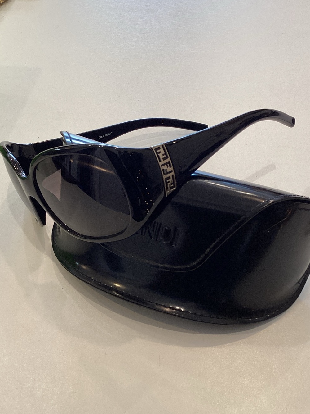 Fendi Glossy Black Logo-Embellished Sunglasses